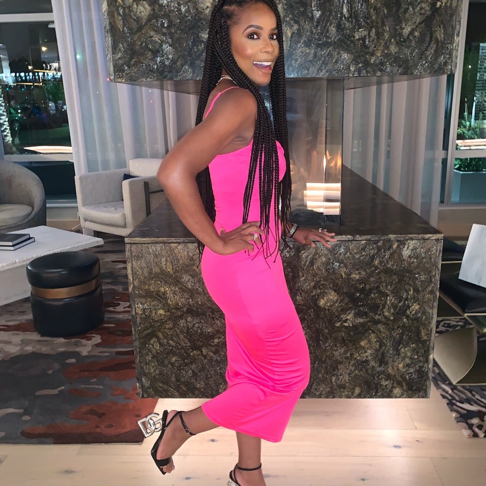 Sexy hot pink body con dress